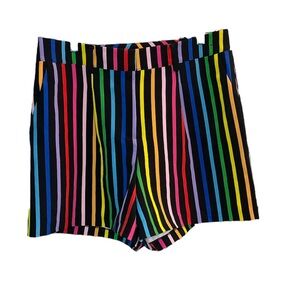New York & Co Shorts Womens Size 14 Multicolor Striped Flat Front Pockets Basic